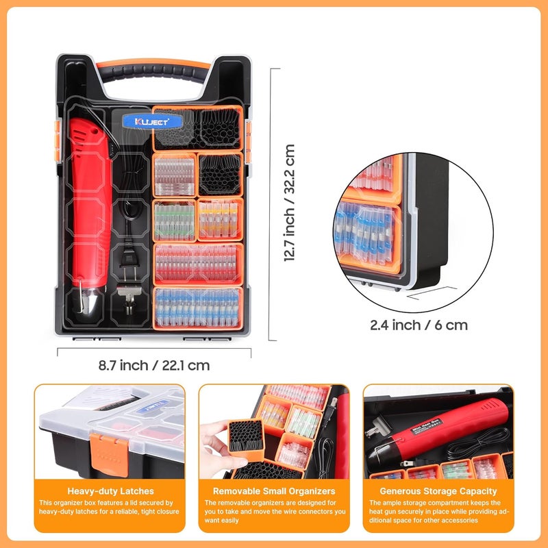 Kuject Heat Gun for Shrink Tubing, 820PCS Solder Seal Wire Connectors & Heat Shrink Tubing Kit, Waterproof Heat Shrink Wire Connectors Kit with Mini Heat Gun for Marine Automotive Wiring, AWG 26-10 - Image 3